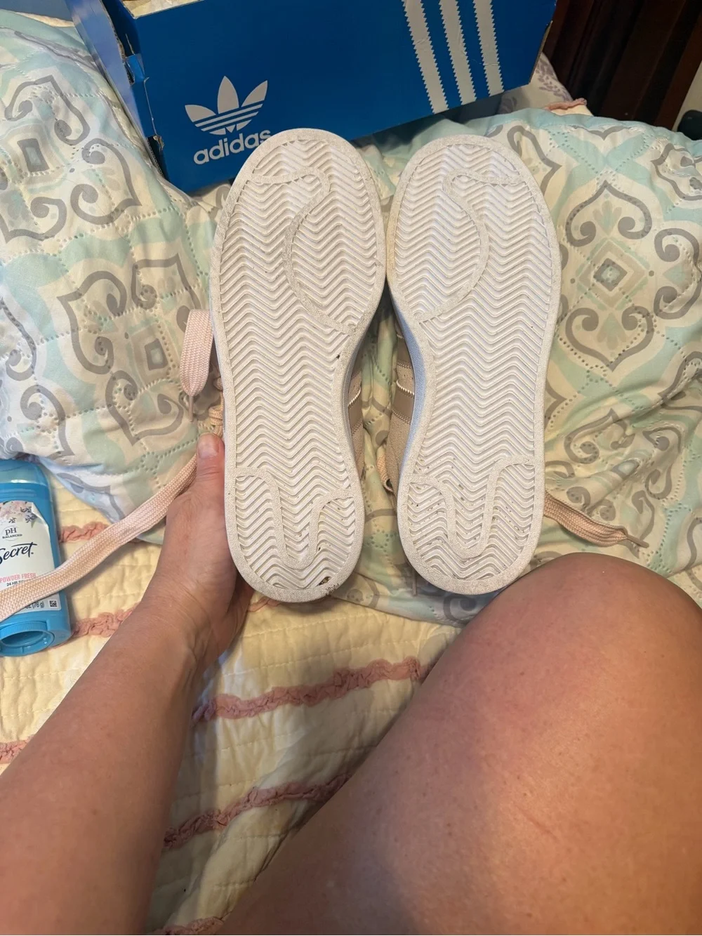 Women 9.5 Adidas with box. Beige-pale pink EXCELLENT Condition